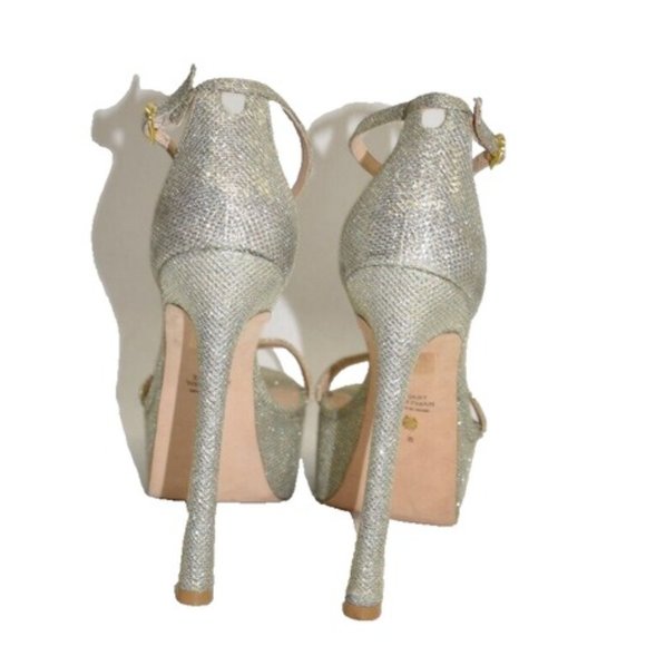 $575 STUART WEITZMAN Nudistcurve Hollywood LT GOLD Platform Sandals 8 (2) (PB14) - Picture 6 of 8